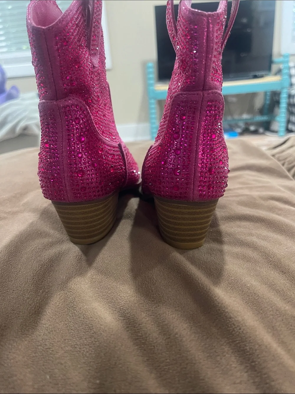 Link Kids Pink Sequin Western Ankle Boots